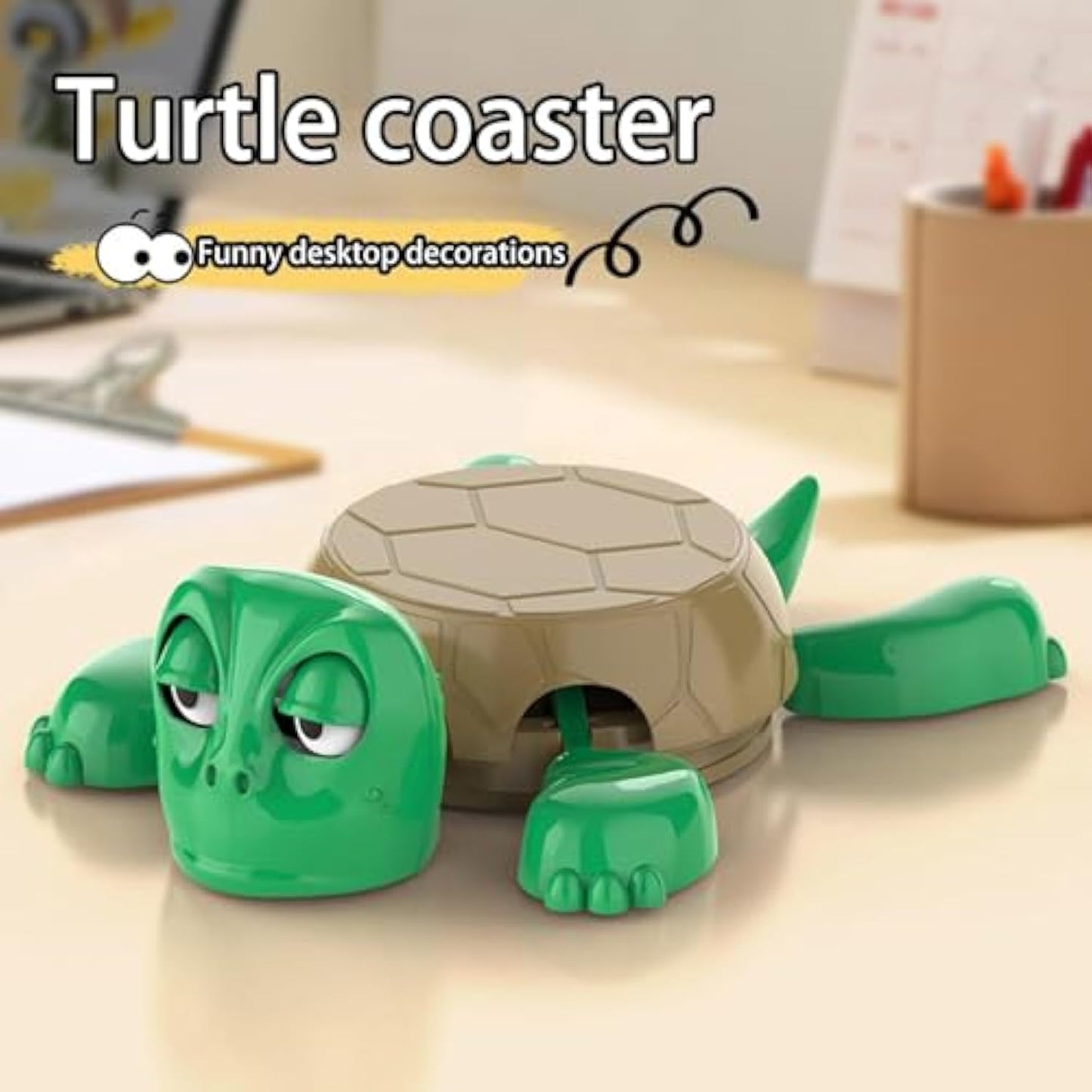 Turtle Coaster with Funny Expression when you put a Glass on His Back