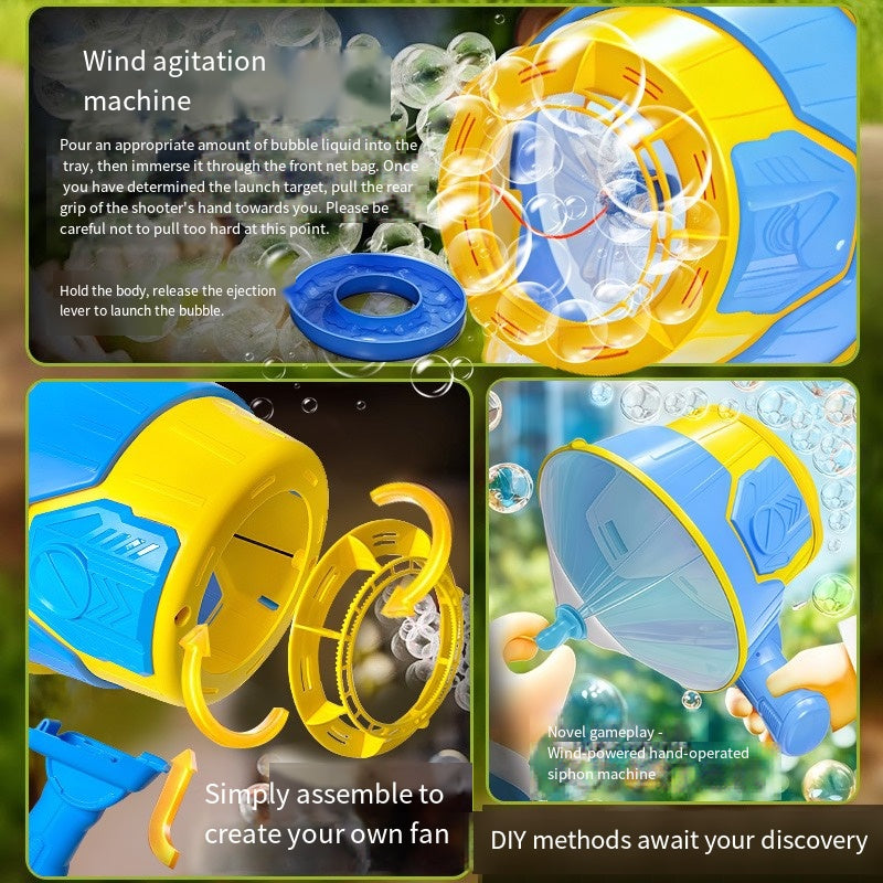 utomatic Bubble Blaster Gun – Wind-Powered, No Spill, Rechargeable Kids Toy