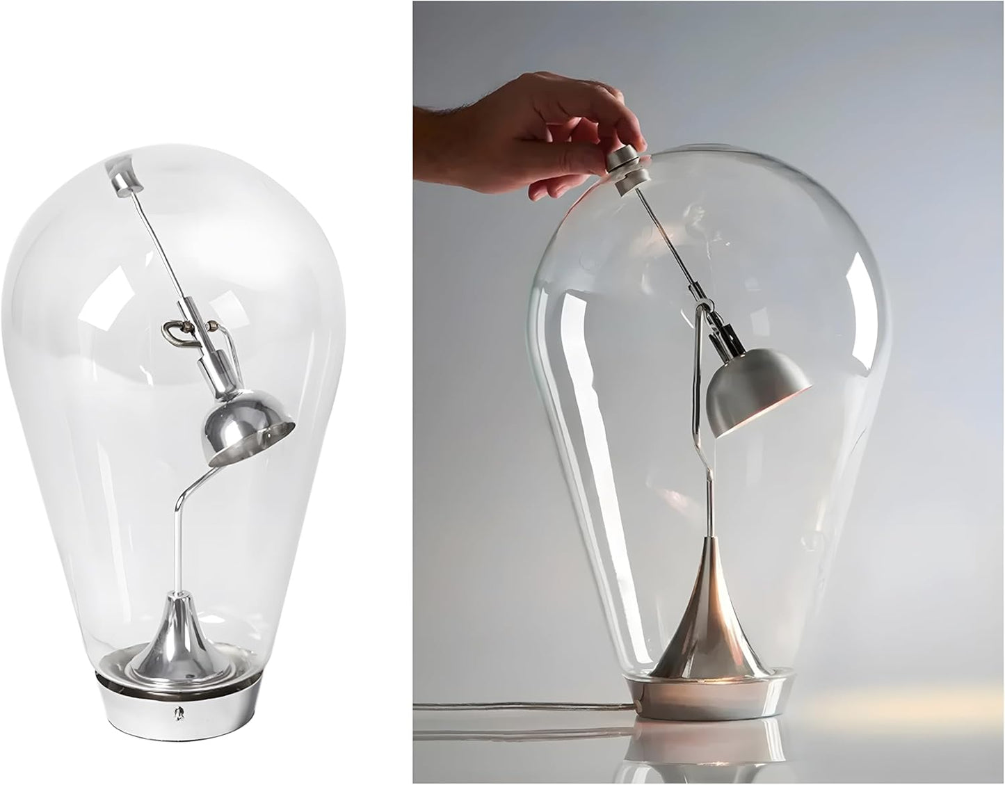 Modern Design Glass Table Lamp, Creative Nightstand Lamp with Clear Glass Shade