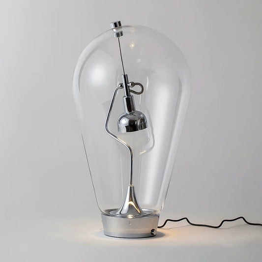 Modern Design Glass Table Lamp, Creative Nightstand Lamp with Clear Glass Shade