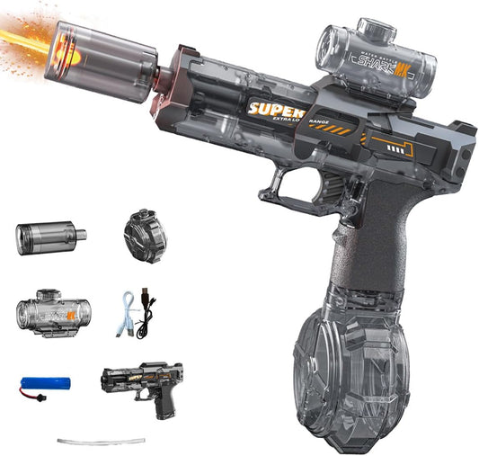 Electric Water Gun - Rechargeable High-Power Water Blaster with LED Lights | 50ft Range for Pool Parties & Backyard Battles