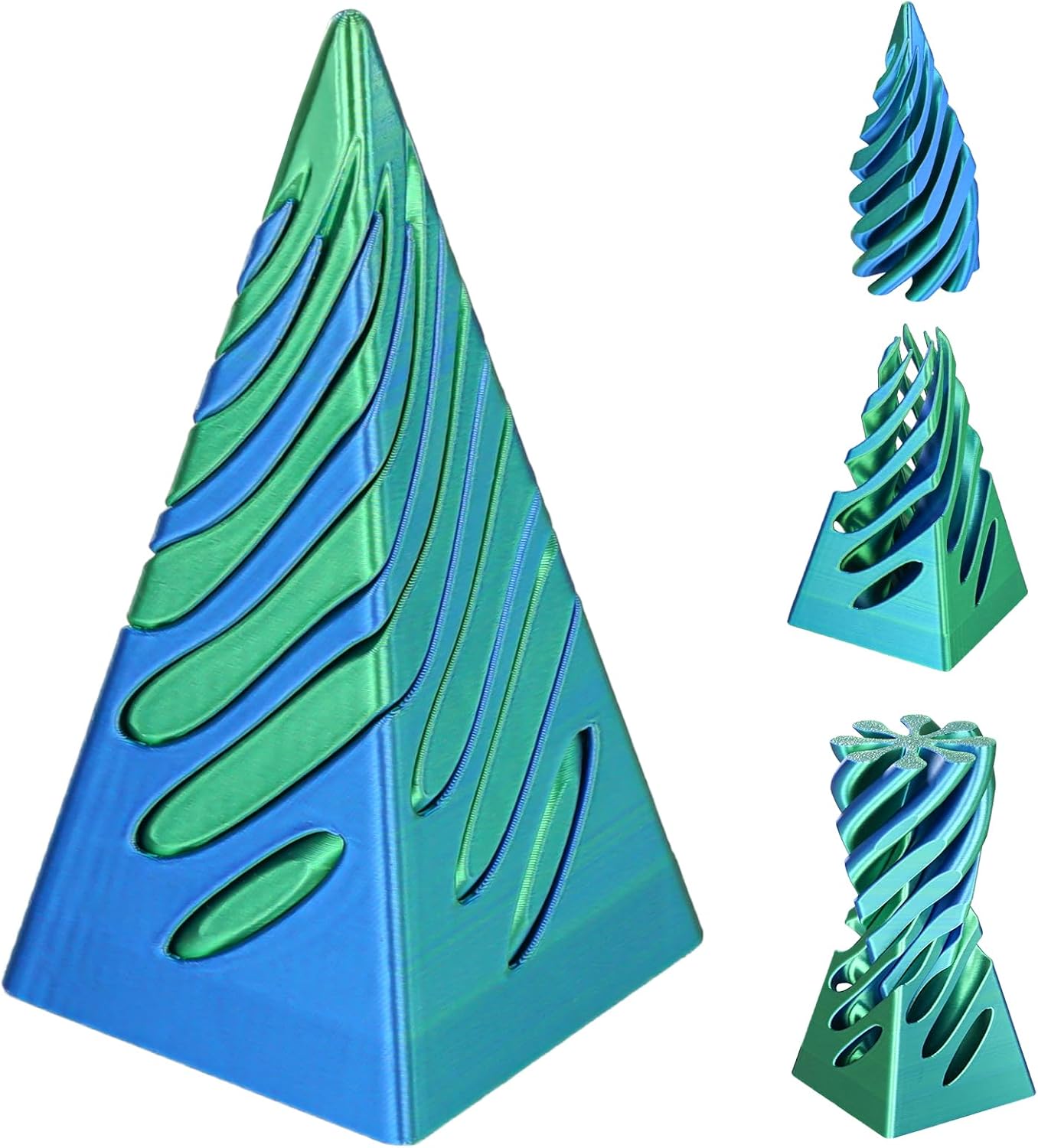 Impossible Pyramid Passthrough Sculpture, 3D Printed Spiral Cone Fidget Toy, 3D Printed Crafts, Adult Decompression Toys, Decompression Toys and Gifts for Kids,Stress Relief Desk Toy (Black Gold)