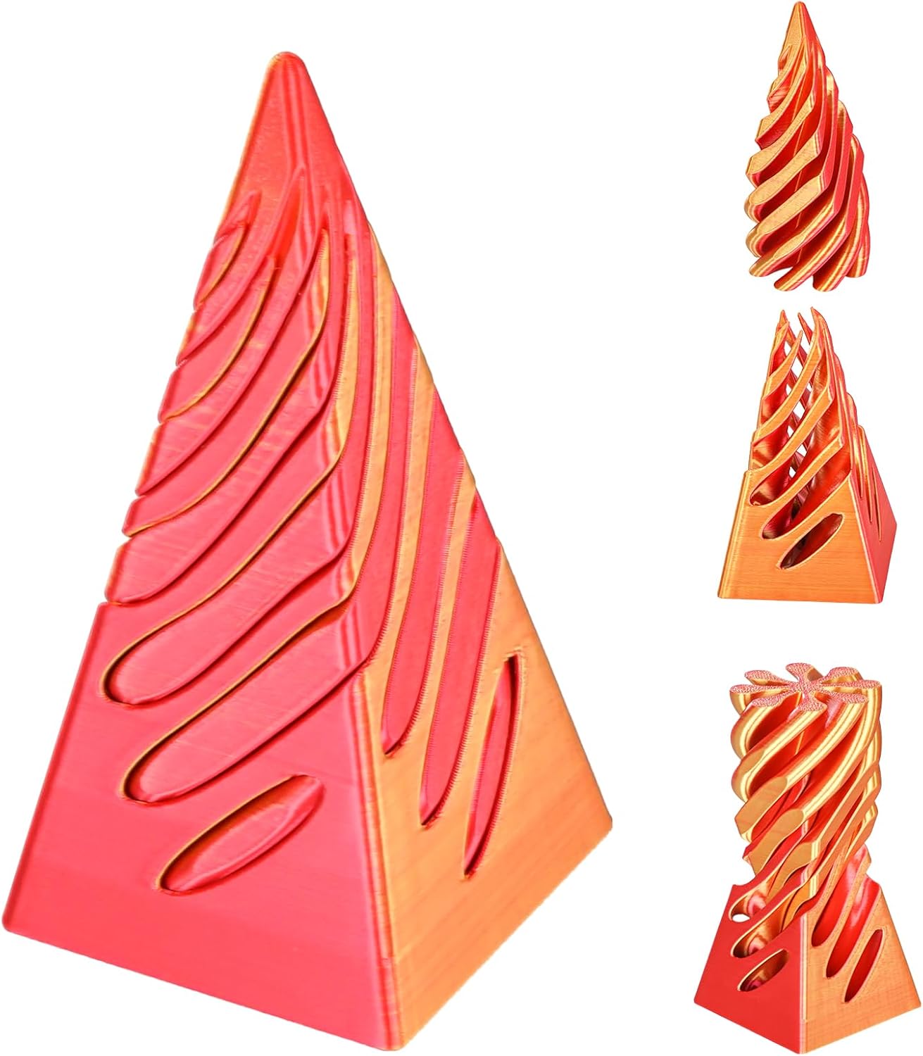 Impossible Pyramid Passthrough Sculpture, 3D Printed Spiral Cone Fidget Toy, 3D Printed Crafts, Adult Decompression Toys, Decompression Toys and Gifts for Kids,Stress Relief Desk Toy (Black Gold)