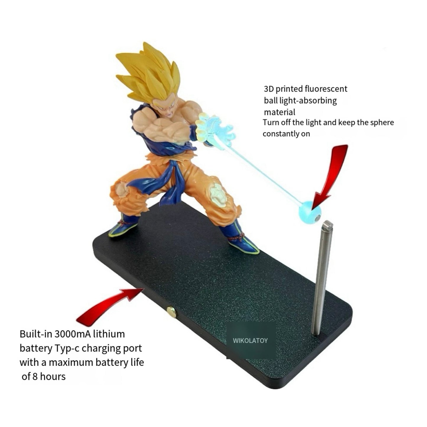 Dragon Ball Goku Kamehameha Floating Night Light – USB Rechargeable Anime Bedroom Decor for Men