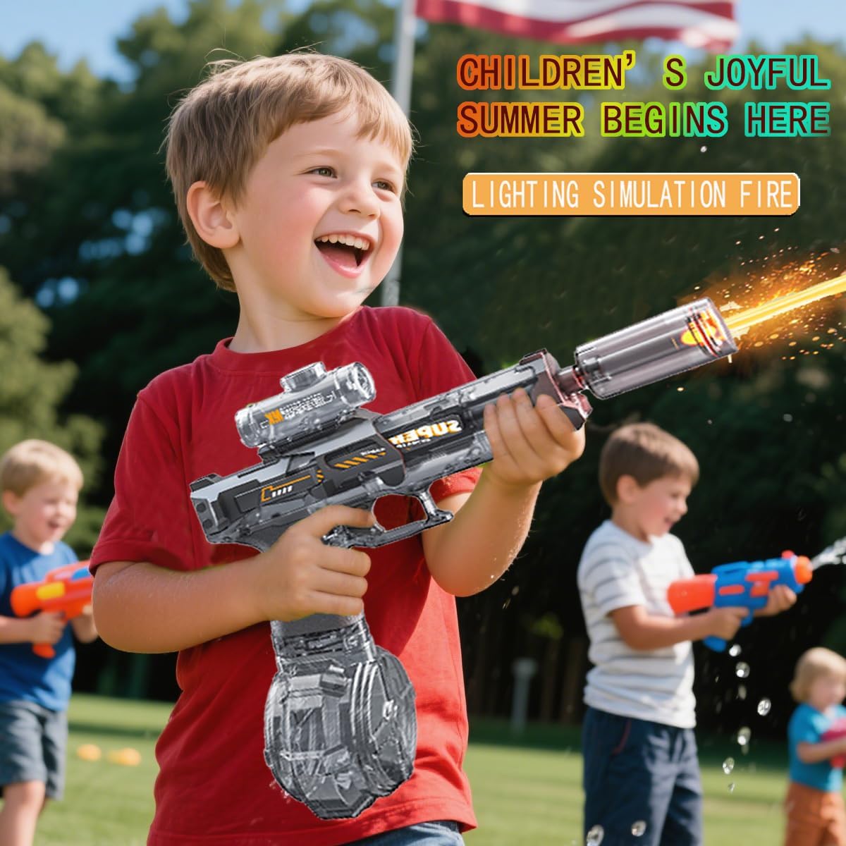 Electric Water Gun - Rechargeable High-Power Water Blaster with LED Lights | 50ft Range for Pool Parties & Backyard Battles