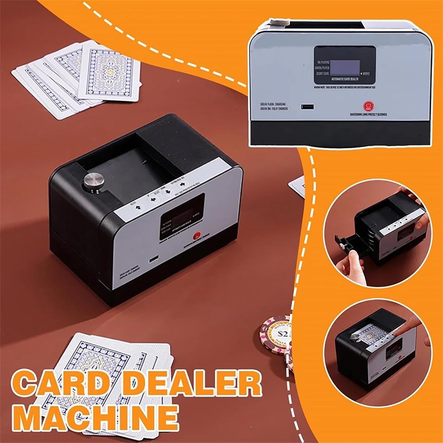 Automatic Cards Dealer, Rotating Card Dealer Machine for 3-8 Persons