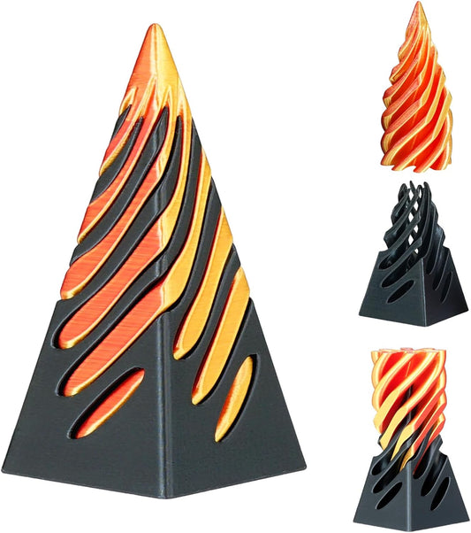 Impossible Pyramid Passthrough Sculpture, 3D Printed Spiral Cone Fidget Toy, 3D Printed Crafts, Adult Decompression Toys, Decompression Toys and Gifts for Kids,Stress Relief Desk Toy (Black Gold)