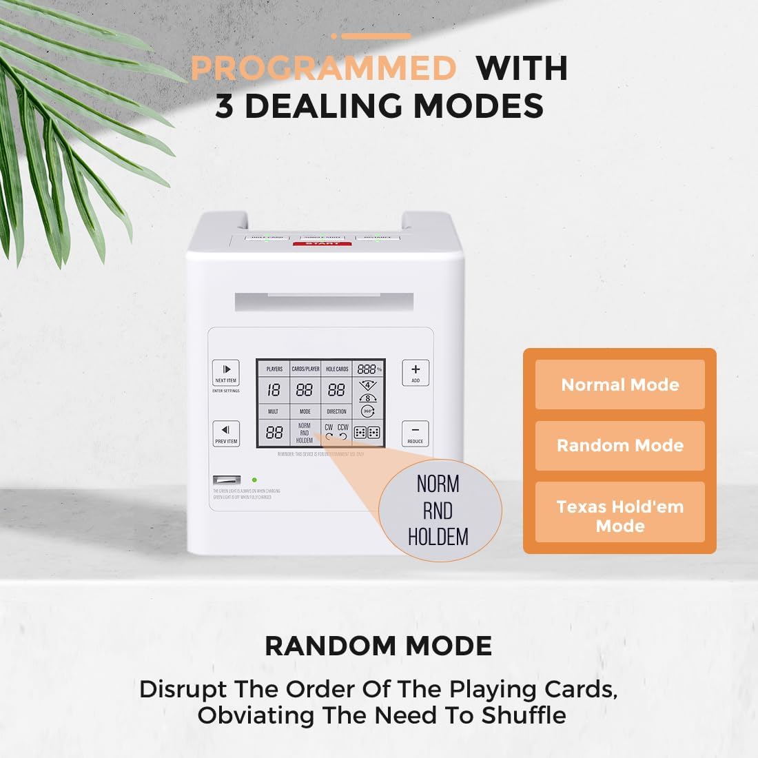 Card Dealer 4 Decks 12 Players Max 360° 180° Rotating Card Dealing with Texas Hold'em Mode