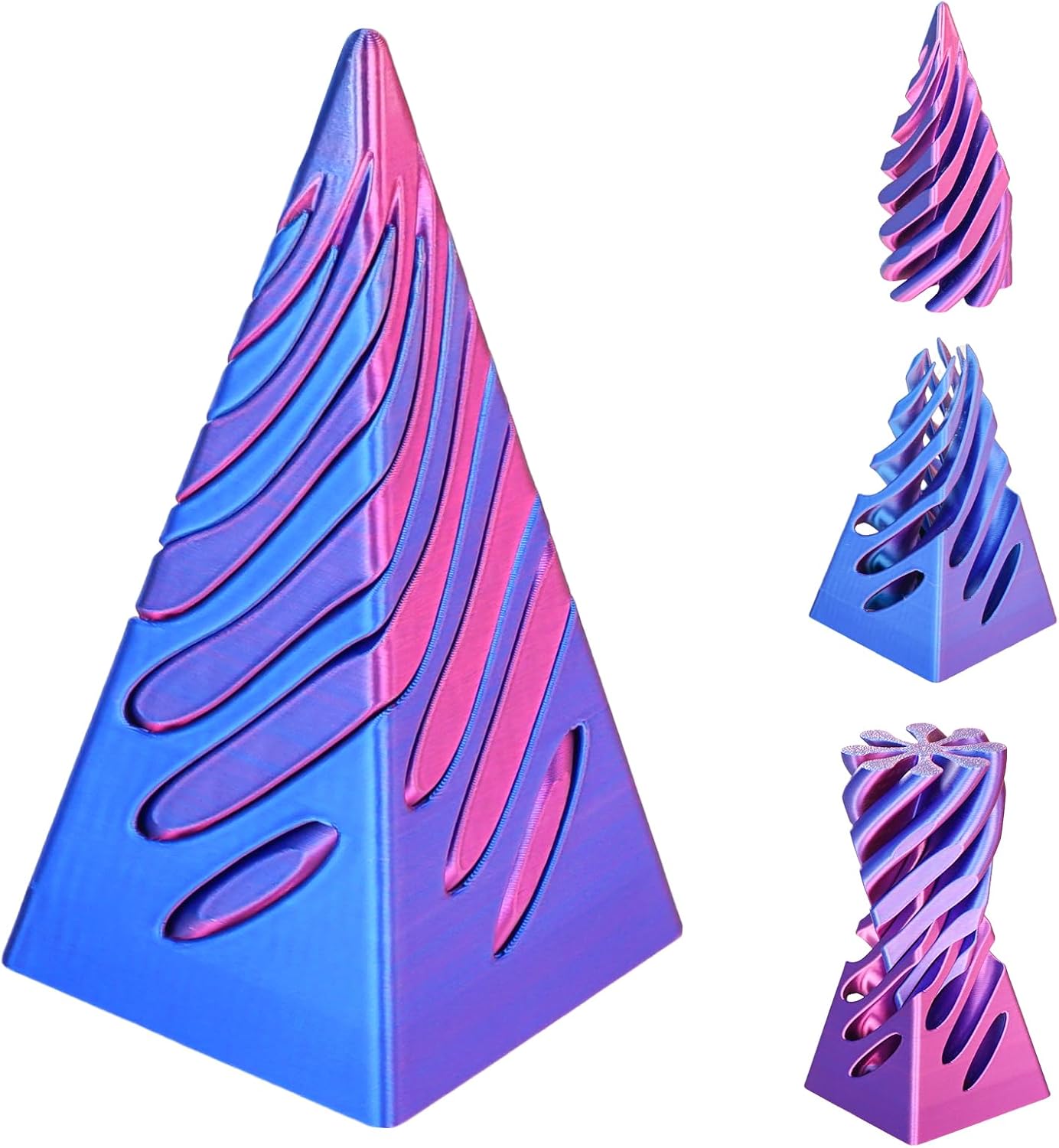 Impossible Pyramid Passthrough Sculpture, 3D Printed Spiral Cone Fidget Toy, 3D Printed Crafts, Adult Decompression Toys, Decompression Toys and Gifts for Kids,Stress Relief Desk Toy (Black Gold)